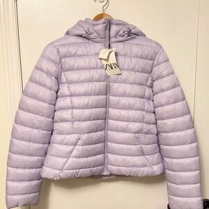 Zara Light Purple Puffer Jacket